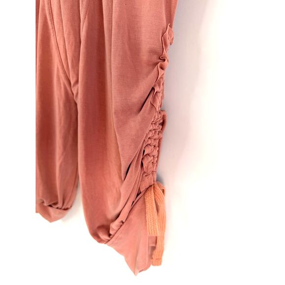 Free People Brushed Apricot Harem Pants with Pockets Ruched Legs Size S NWT - Picture 2 of 7